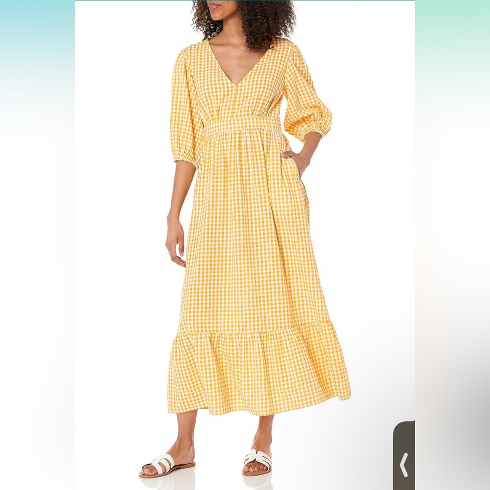 THE DROP Calie v neck puff sleeve dress